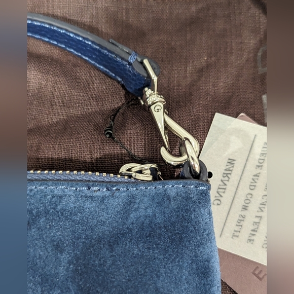 Etienne Aigner Blue Suede Fringe Crossbody Bag - Picture 5 of 7